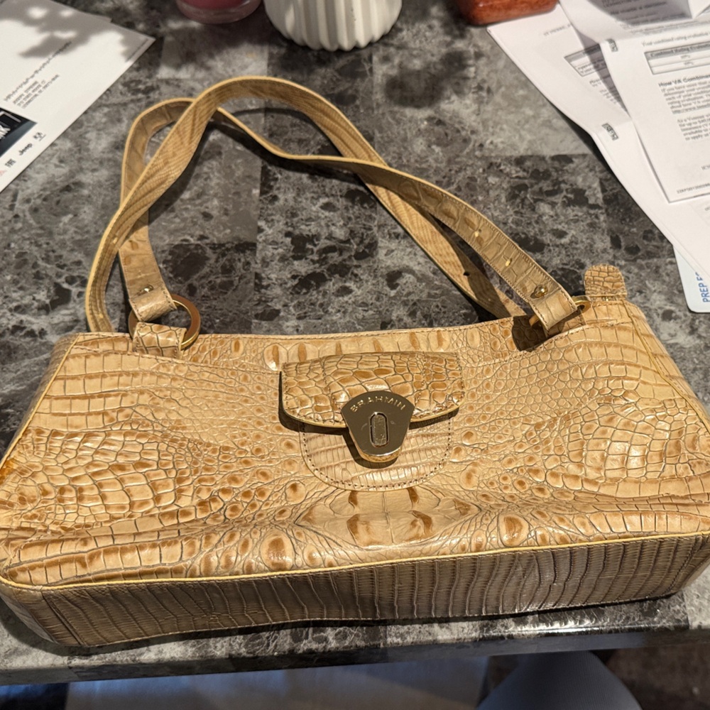 Brahmin Tan Crocodile-Embossed women’s bag